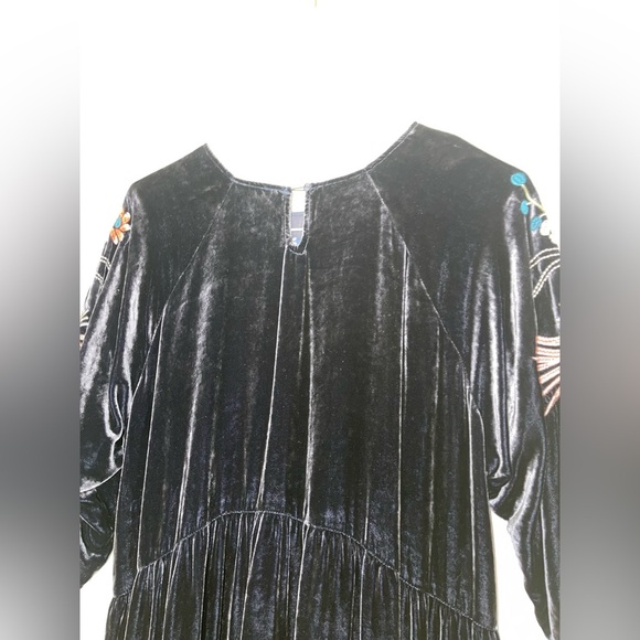 Johnny Was Tiarei Raglan Tiered Floral Embroidered crushed Velvet Midi Dress xl - Picture 7 of 12